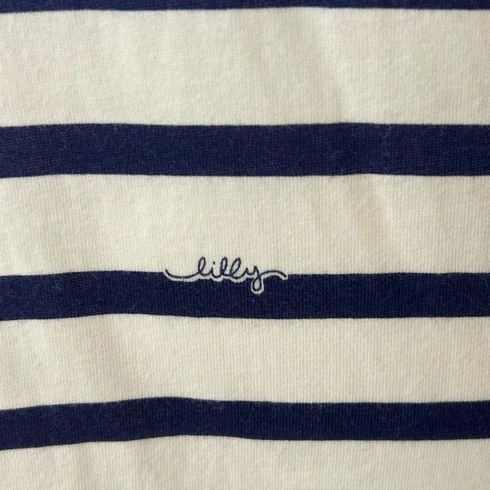 Lilly Pulitzer Women’s XS Navy White Stripe Shift Dress 3/4 Sleeve